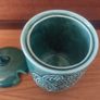 Lovely Vintage Retro 70's Jade Green Ceramic Lidded Mustard Pot or Conserve Pot made by St. Michael's House in Dublin Image 3