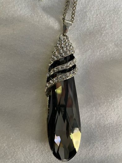 Big Black diamond pendant necklace