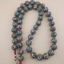 Vintage Venetian Style Thousand Eyes Leaf Green Glass,Blue Eyes Necklace 24 inches Image 2