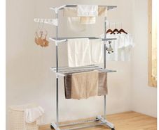 BRAND NEW Household Laundry Drying Rack Three-layer Foldable Clothes Drying Rack Stainless Steel Adjustable Clothing Storage Racks