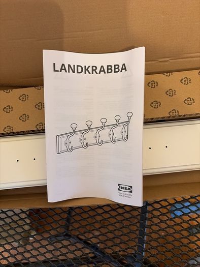 New IKEA Landkrabba Rack wirh 5 hooks , white 50 cm