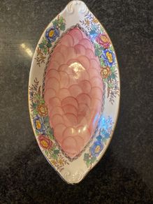 1920s Maling oval dish in Peony Rose