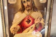 Vintage Sacred Heart of Jesus Enthronement Framed Print  Catholic Religious Art
