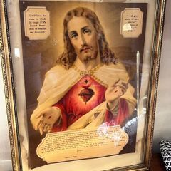 Vintage Sacred Heart of Jesus Enthronement Framed Print  Catholic Religious Art