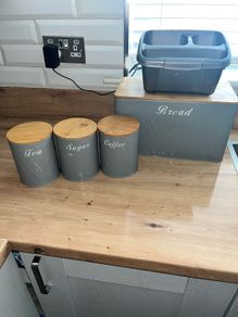 tea coffee sugar bread sink containers