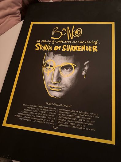Bono stories of surrender official poster / as new U2