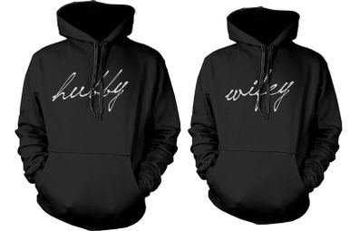 Cute Matching Couple Hoodies - Hubby and Wifey perfect wedding gift