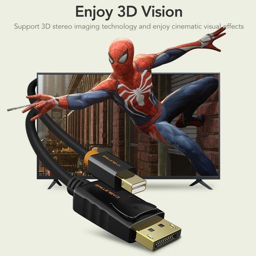 Cabletime 2M Mini DisplayPort to DisplayPort v1.2 Male (4K@60Hz) (Video-Audio) (Gold-Plated) Cable (Brand New/Warranty)