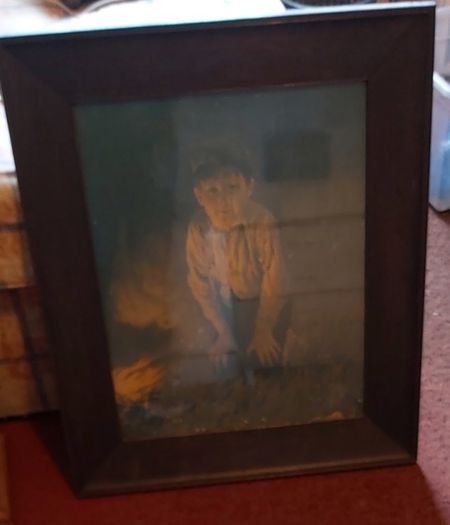 Vintage Portrait Young Boy Oil Painting on Canvas