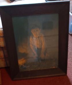 Vintage Portrait Young Boy Oil Painting on Canvas