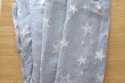 Grey light blue Star Blackout Eyelet Curtains