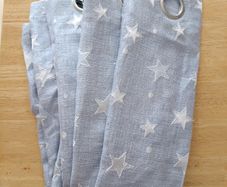 Grey light blue Star Blackout Eyelet Curtains