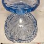 Decorative Vintage Small Blue Glass Footed Bowl, Tealight Candle Holde Image 3