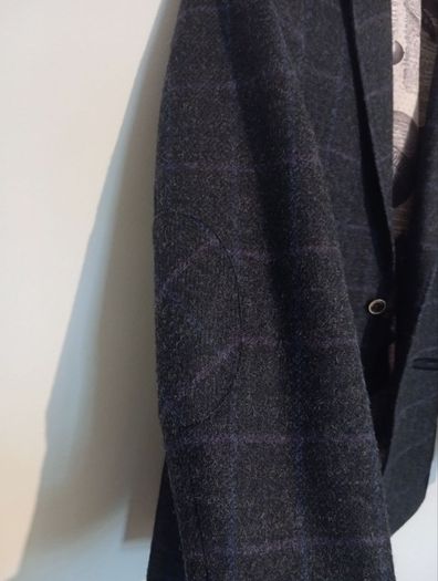 HERBIE FROGG Mens Tweed Blazer Blue Check Abraham Moon Wool Jacket 40R Velvet