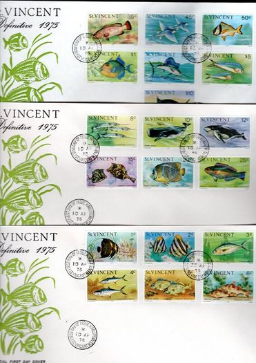 1975 St Vincent Marine Life Definitive Stamps Official First Day Cover (FDC)
