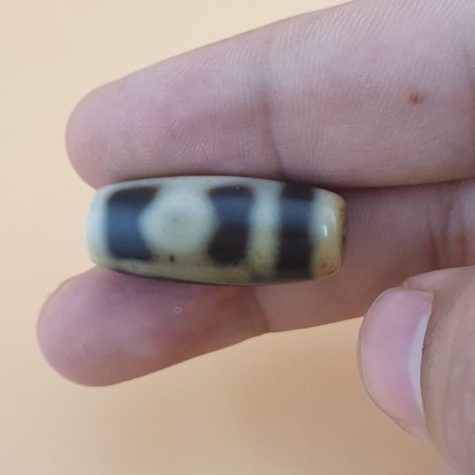 Vintage Himalayan Tibetan Lot of 3 Mixed Pattern Agate Dzi Beads