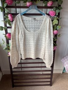 jumper asos cream lace long sleeve jumper size 10