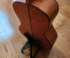 Ultra Lightweight Folding Travel Guitar Stand Portable Universal Instrument Holder for Acoustic Electric Classical Bass Folk Flamenco Travel Guitar Ukulele Mandolin Banjo Compact Collapsible Floor Display Rack with Protective Foam Padding Anti Slip Rubber