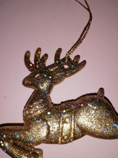 Pair of Gold Shimmering Reindeers