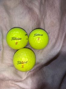 3 Yellow Tiltiest Pro V golf balls