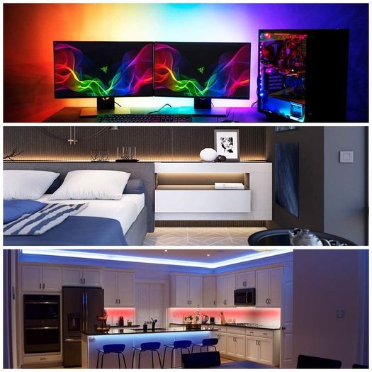 LED Lights Strips 5m/16.4ft, 4096 DIY Color Bason Color Changing led Strip Lights with 24 Key IR Remote, RGB SMD 5050 LED Strips with Timing Off, Mood Lights for Kitchen Home Christmas Decorations [Energy Class A+]