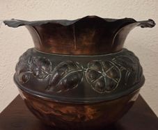 Antique Copper Jardiniere Art Nouveau Hand Beaten