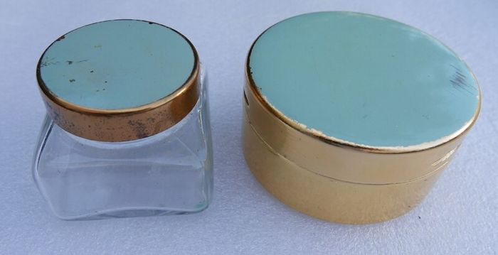 2 Lidded dressing table pots, Vintage Sirram vanity pots, 1950/1960's powder pot