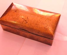 Vintage Antique Brass Embossed Art Deco BoxWood Lines Trinket Money Cigarette Box