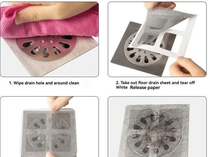 2pcs Self-Adhesive Hair Catcher Stickers for Shower, Kitchen Sink & Bathroom Drains Free viewing