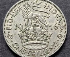 1946 United Kingdom 1 Shilling - George Vl silver coin