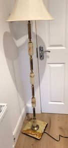 marble and brass floor lamp