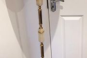 marble and brass floor lamp