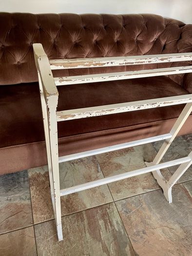 Early 20th Century Art Deco Shape Tall Freestanding Painted Wooden Towel Rail or Quilt Rack