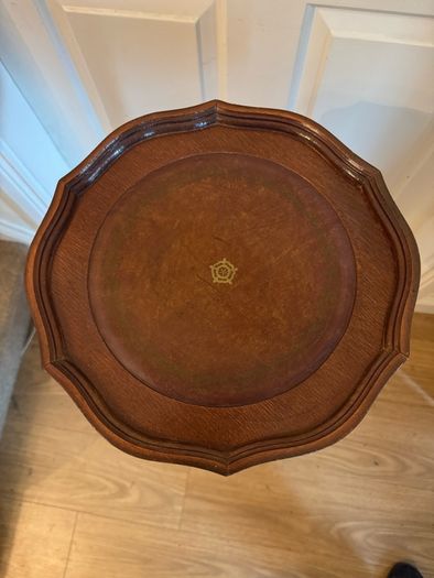 Vintage Leather Top Pedestal Stand or Torchere