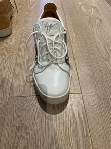 As New, size 9-10, Giuseppe Zanotti White Low Top Trainers