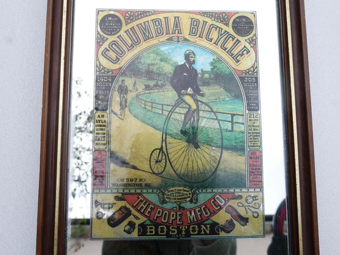 Vintage Columbia Bicycle mirror - Pope Mfg Co advertising