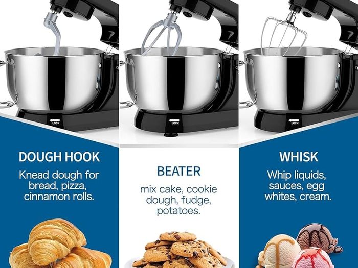Stand Mixer,5 Quarts 8-Speed 1000W Tilt-Head Food Mixer, Kitchen Electric Standing Mixer With Dough Hook, Whisk, Beater, Splash Guard & Mixing Bowl For Baking, Dishwasher Safe (Black