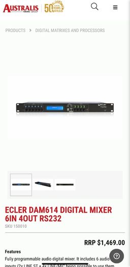 Ecler DAM614 RS232 Digital Mixer