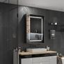 Black LED Bathroom Mirror Cabinet with Light and Shaver Socket Illuminated Bathroom Cabinet with Mirror 3 Color Changing,Removeable Shelf,Built-in Defogger 500x700 mm Aluminium Image 7