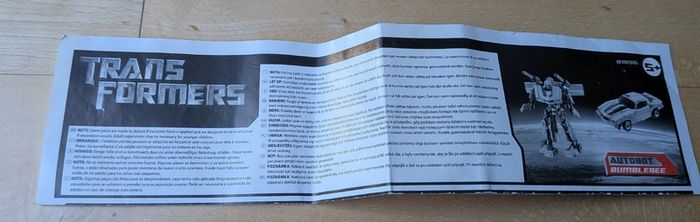 Vintage original Transformers instructions for Autobot Bumblebee 2007