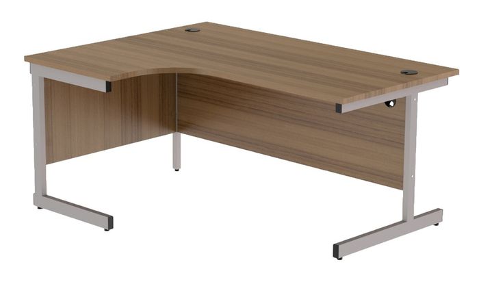 New Radial Desk with Cantilever Legs 1600 x 1200mm - Dark Walnut