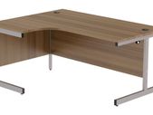 New Radial Desk with Cantilever Legs 1600 x 1200mm - Dark Walnut