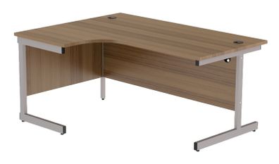 New Radial Desk with Cantilever Legs 1600 x 1200mm - Dark Walnut