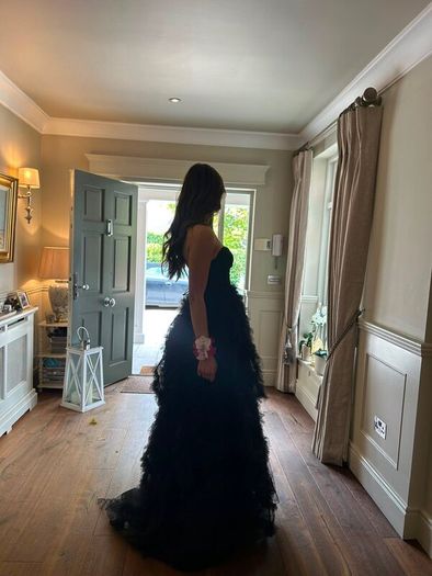 Debs/Prom /Evening black strapless ruffle ballgown