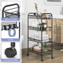 4-Tier Rolling Cart,Easy Assemble Mobile Storage Trolley On Wheels,Slide Out Utility Cart Shelving Units Kitchen Bathroom Laundry Room,Black Image 5