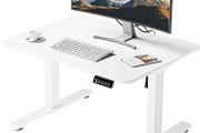 Electric Standing Desk 80x60 cm Low Height 48-75 Adjustable with Wheels Hooks Stand Up Memory Handset for Home Office White