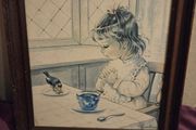 Vintage Girl Feeding Bird Framed print