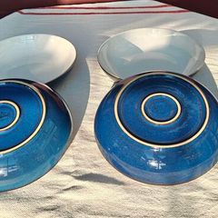 4 Denby Boston Blue Pasta Bowls