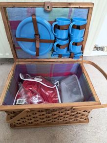 Wicker Picnic Basket with cutlery.