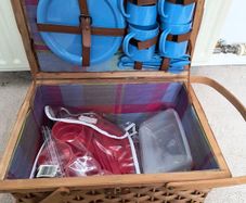 Wicker Picnic Basket with cutlery.